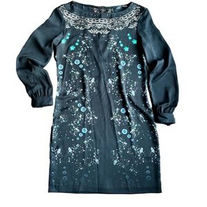 Zara Long Sleeve Flowy Dress with Lace Back